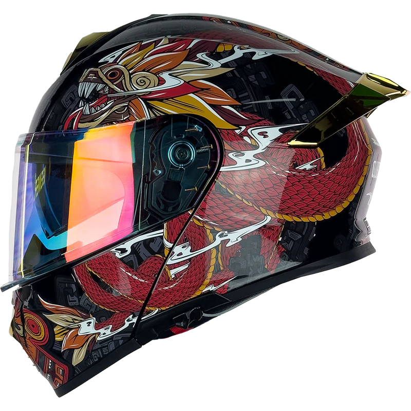  Casco THUNDER Quetzalcoatl rojo brillante 