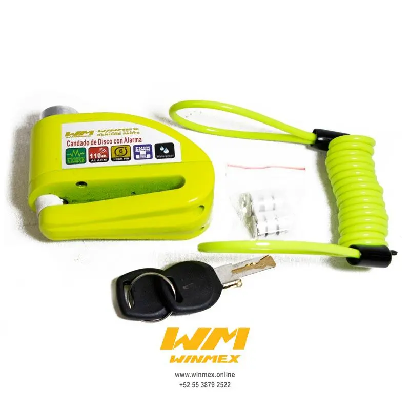 Candado para disco amarillo  con alarma y cable de recordatorio	Universal 