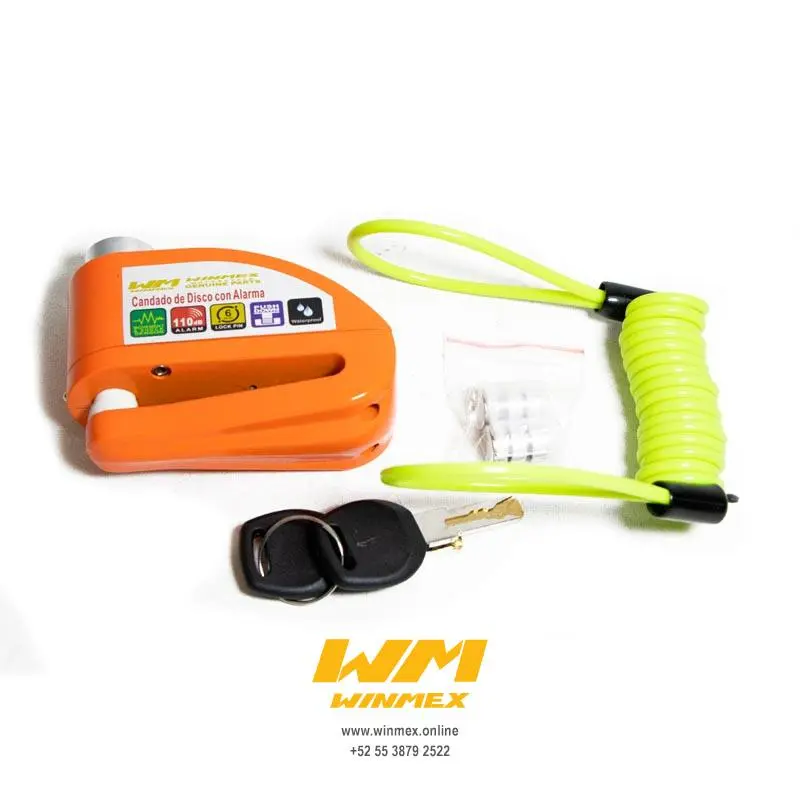 Candado para disco naranja con alarma y cable de recordatorio	Universal 