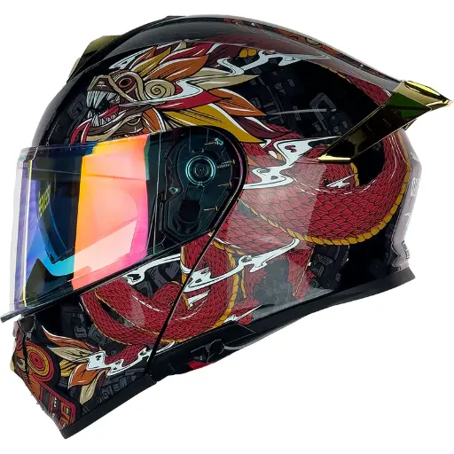  Casco THUNDER Quetzalcoatl rojo brillante 