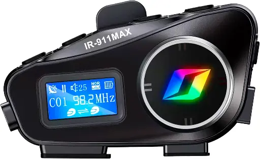 [CAS-7101-9841]  Intercomunicador bluetooth 5.3 para casco 1000MAh 10M IR-911 LCD Linterna