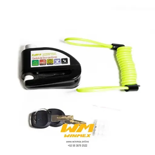 [CND100112-2] Candado para disco negro con alarma y cable de recordatorio	Universal 