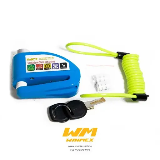 [CND100112-3] Candado para disco azul con alarma y cable de recordatorio	Universal 
