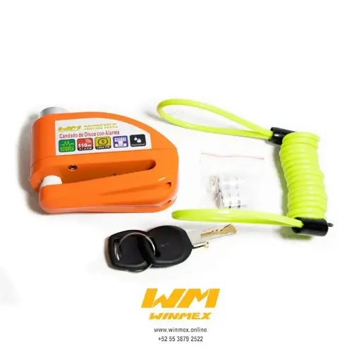 [CND100112-4] Candado para disco naranja con alarma y cable de recordatorio	Universal 