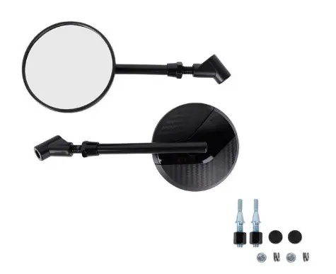 [ESP-4213-0298N] Espejos redondos Cafe Racer Fibra de carbon negro 